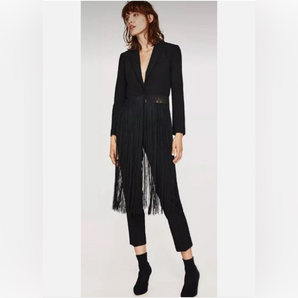 Zara Long Fringe Blazer. - Picture 1 of 3